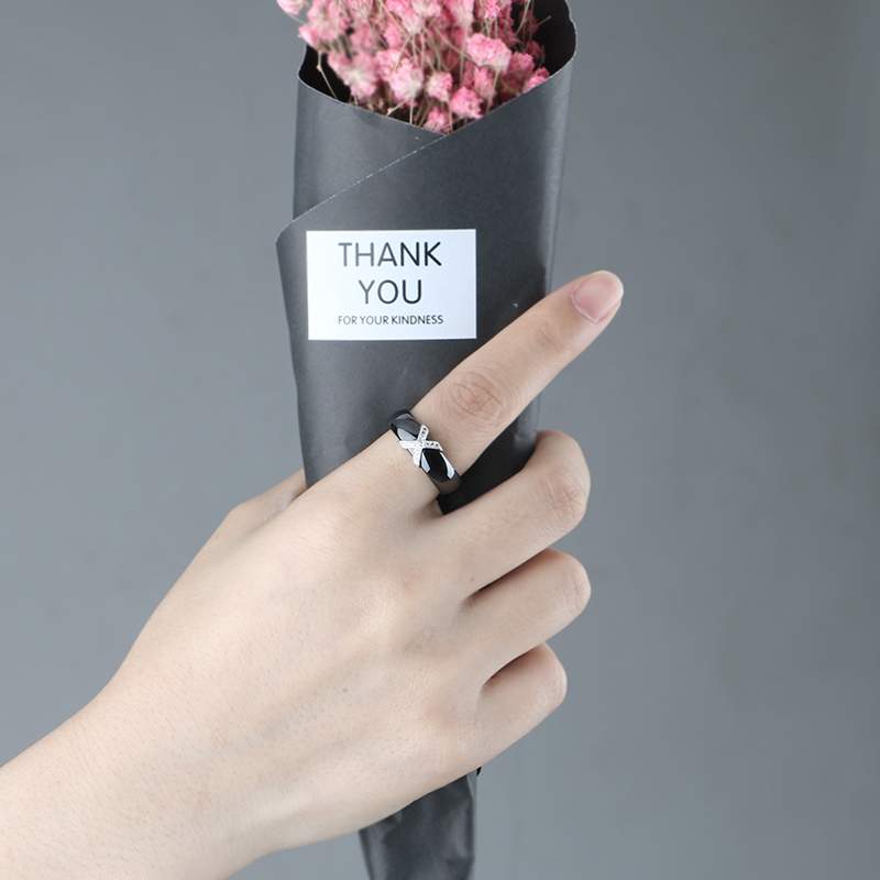 Black White Stainless Steel Ring