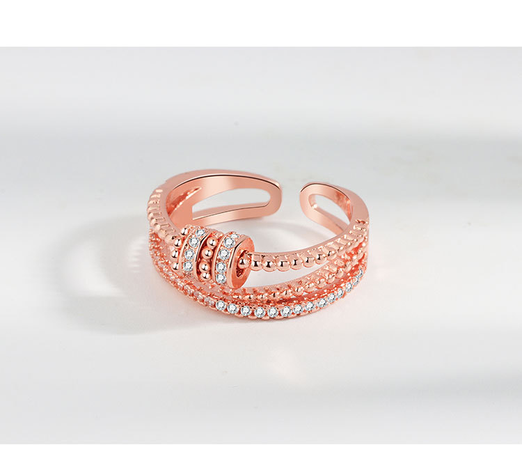 New Zircon Transfer Open Ring Women's Multilayer Cross Ring Rotating Ring ins Style