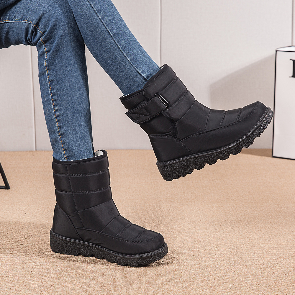Winter New Snow Boots Women's High Top Waterproof Cotton Shoes Casual Short Tube Plush Plus Large Cotton Boots 43 Amazon