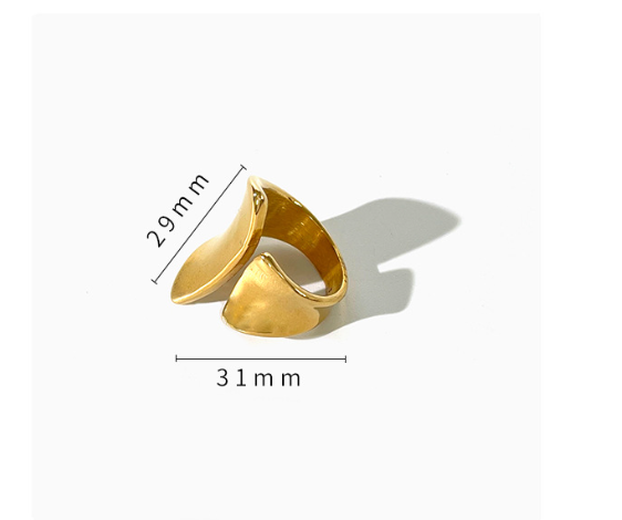 Gold Plated Irregular Wide Open Ring for Lady Stainless Steel Non-Tarnish Chunky Statement Rings Jewelry