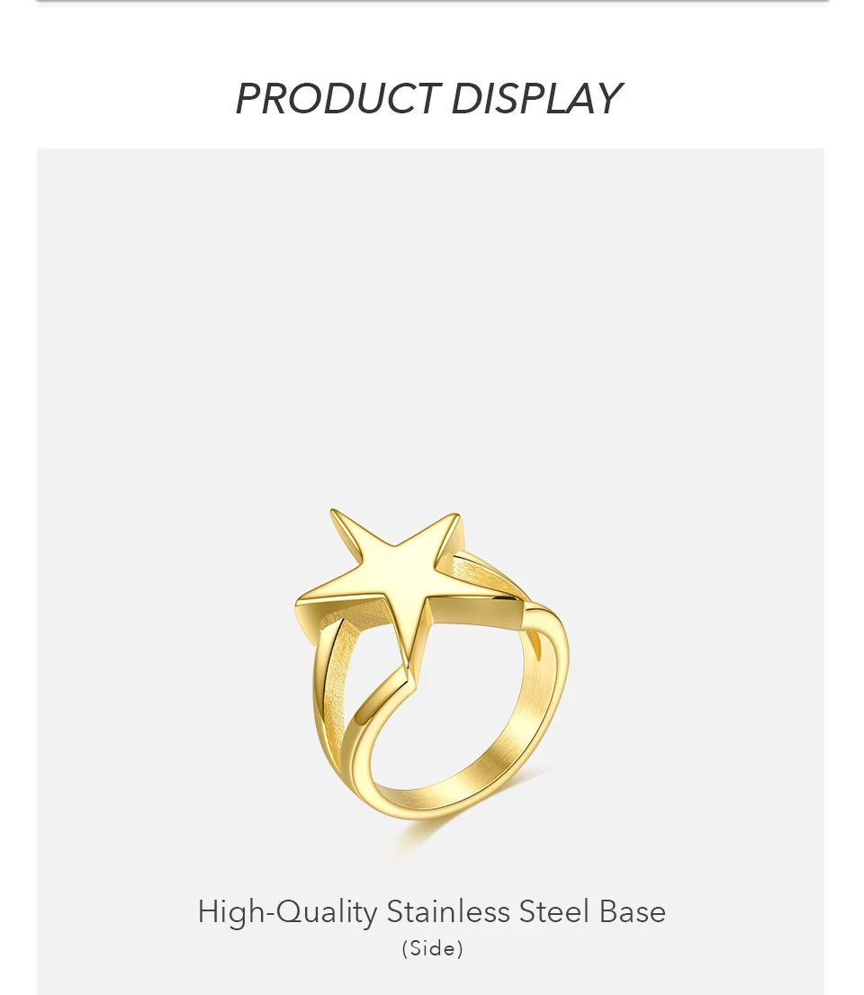 Star Rings For Women Trendy Stainless Steel Geometric Ring Personality Fashion Jewelry