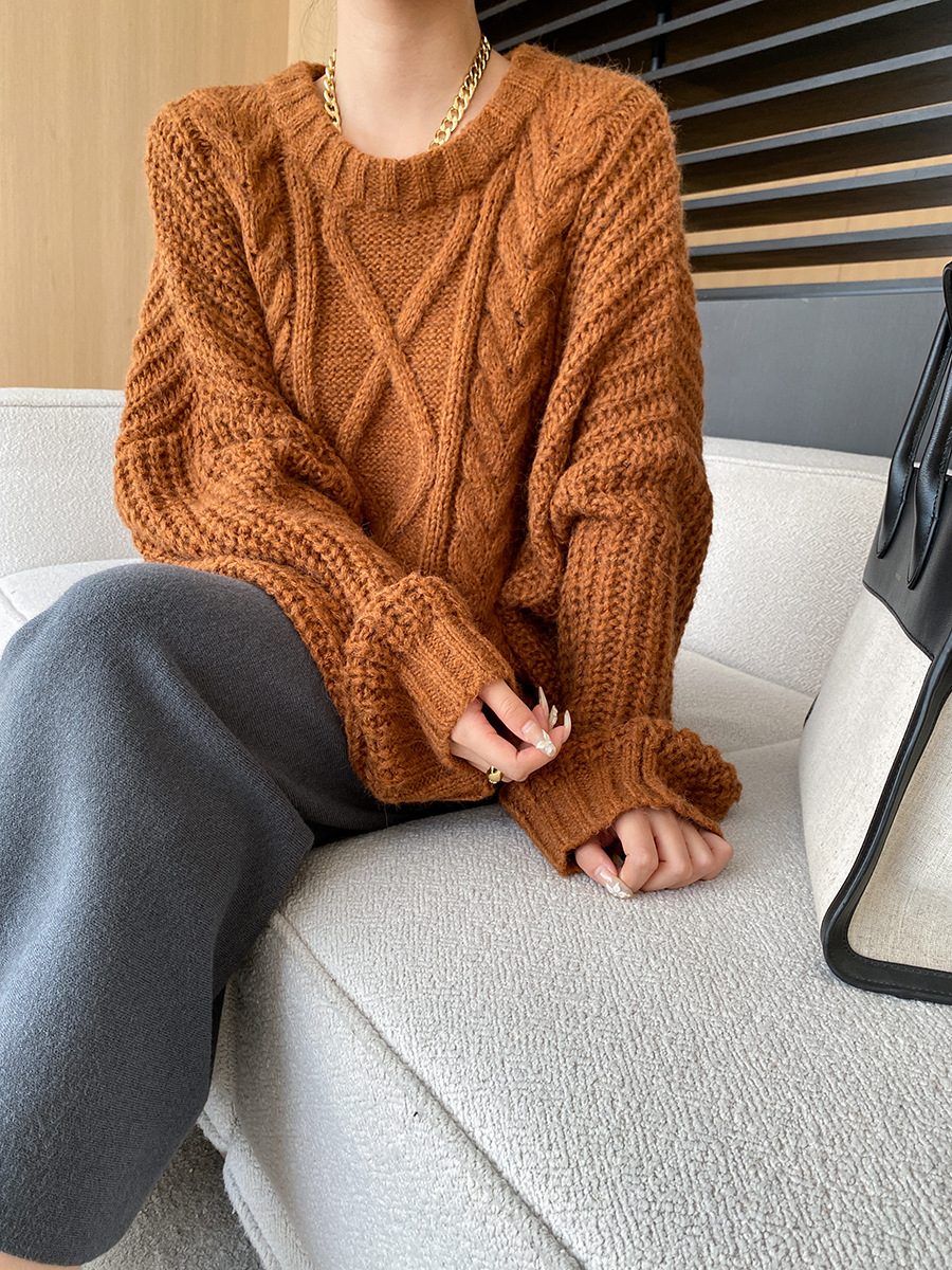 Relaxed Fit Solid Long Sleeve Sweater