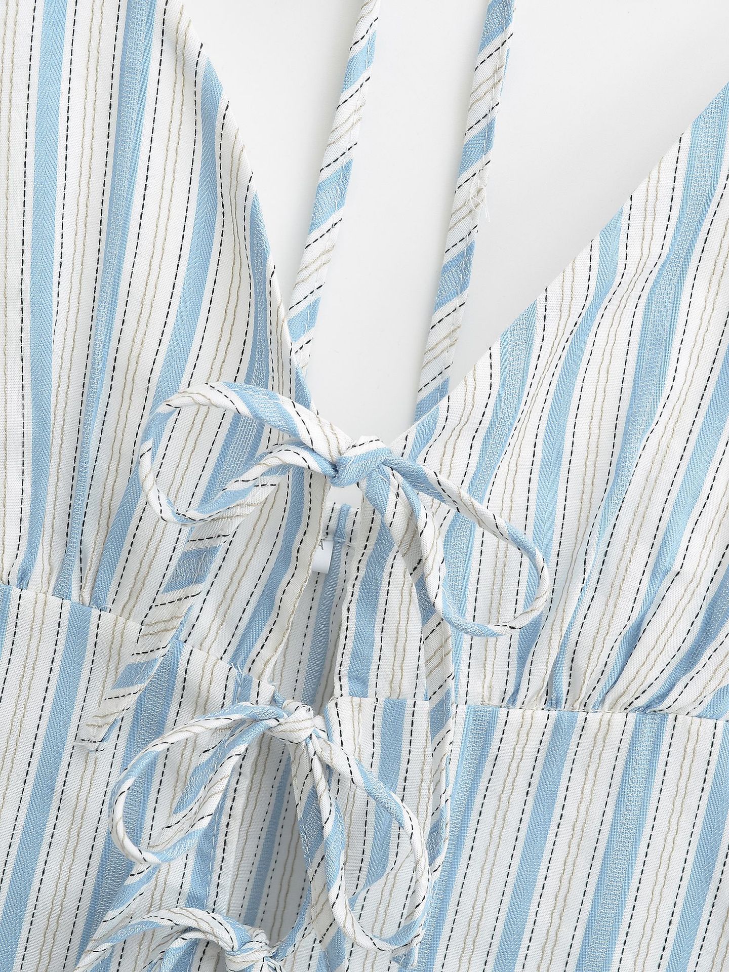Two-Tone Pinstripe Open Back Criss Cross Cami