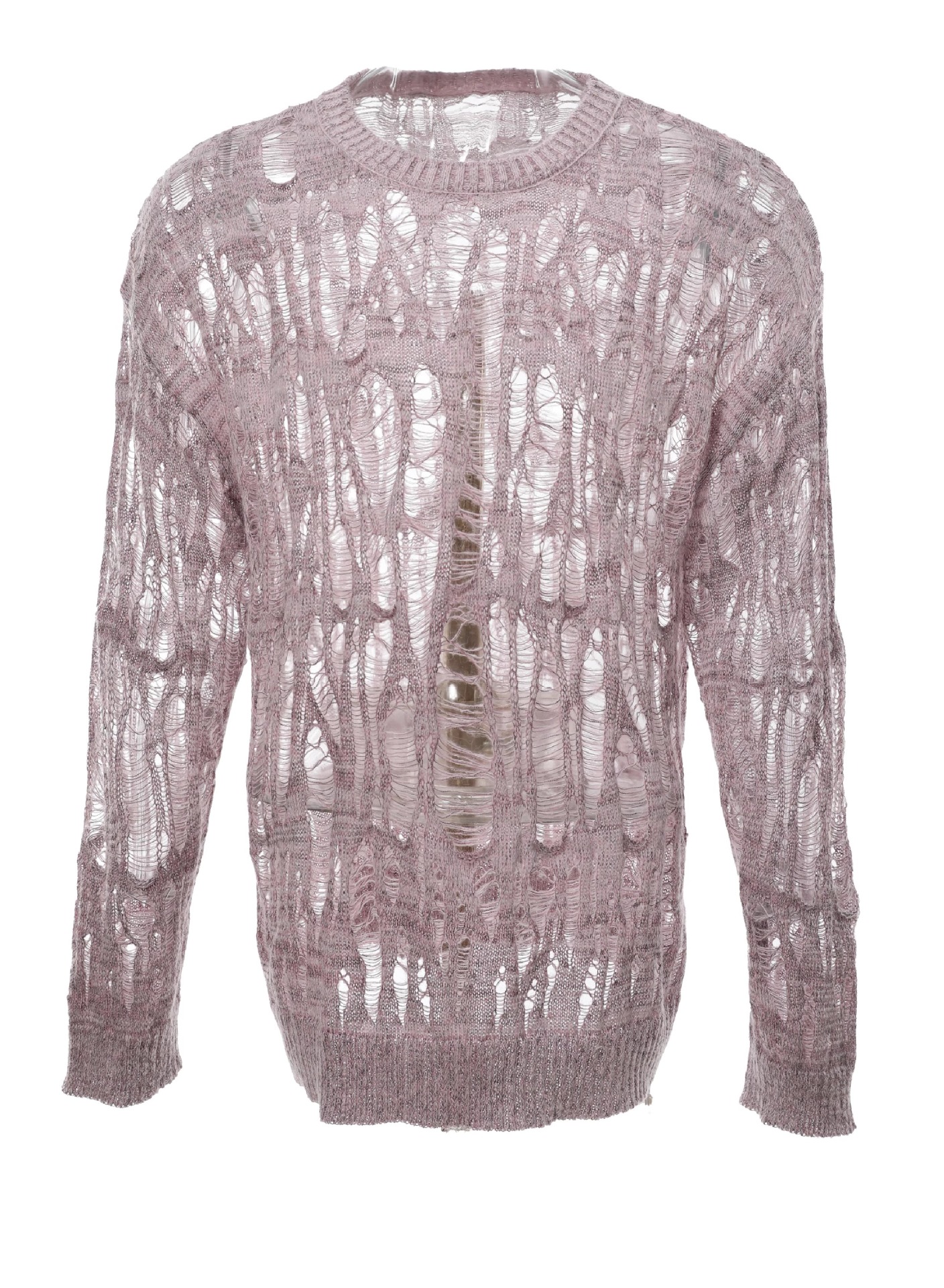 Polyester Open Mesh Crew Neck Sweater