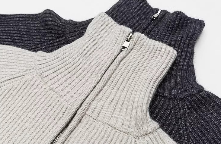 Mock Collar Plain Thermal Workwear Sweater