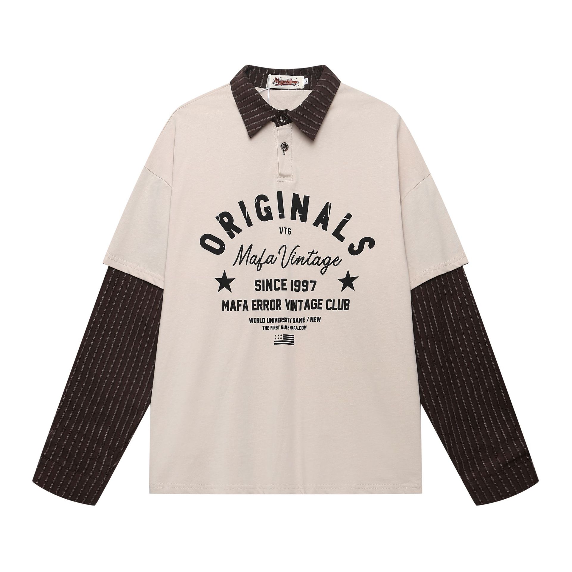 Long Sleeve Contrast Collared Cotton Sweater