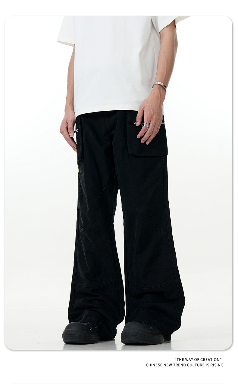 High Street Vibe Slim Fit Vintage Straight Leg Casual Long Pants