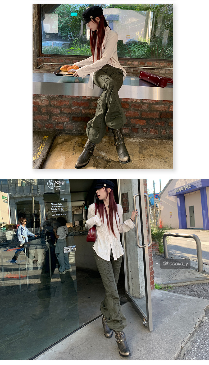 Women's Pants Spicy Girl Flare Casual Trousers Low Waist Slim Floor-Length Pants