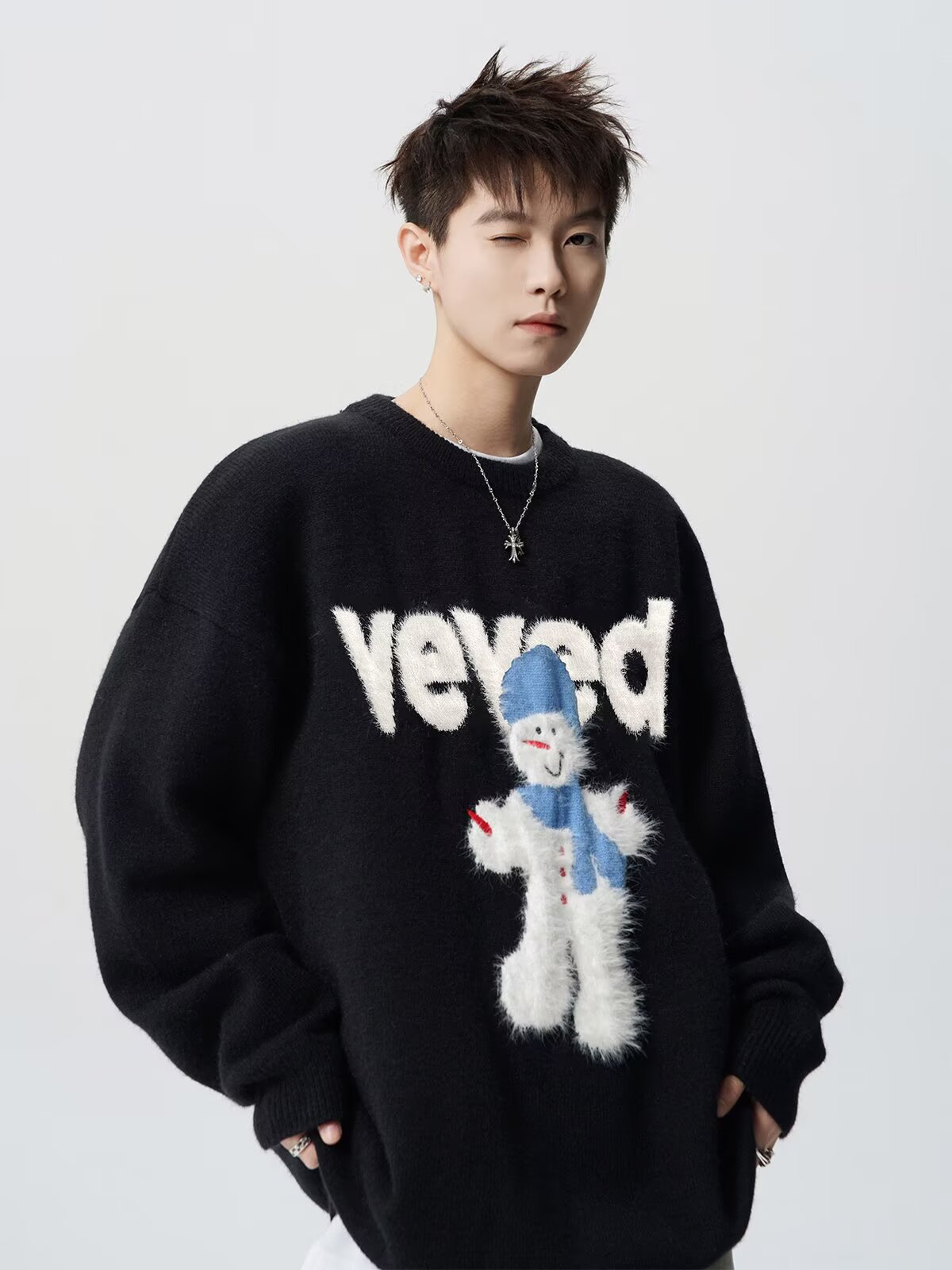 Holiday Frosty Alphabet Jacquard Sweater
