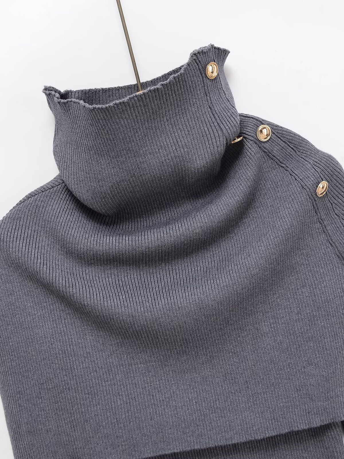 Turtleneck Cardigan and Full Sleeve Sweater Ensemble