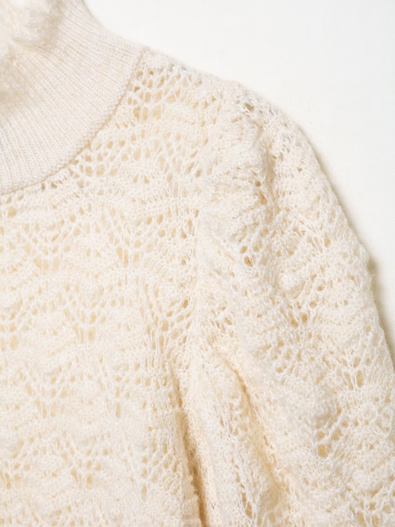 Mockneck Puff Shoulder Sweater