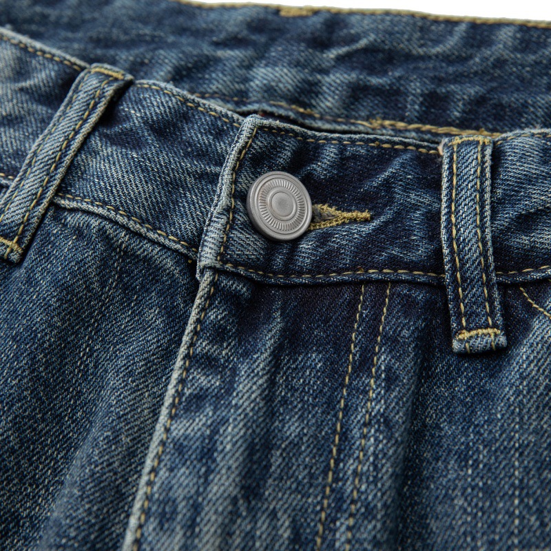 Loose Vintage Washed Catwhisker Denim Tapered Casual Pants