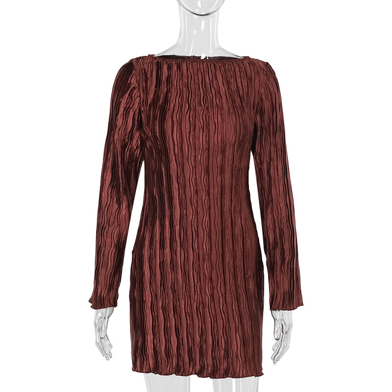 High Waist Round Neck Full Sleeve Pencil Dress