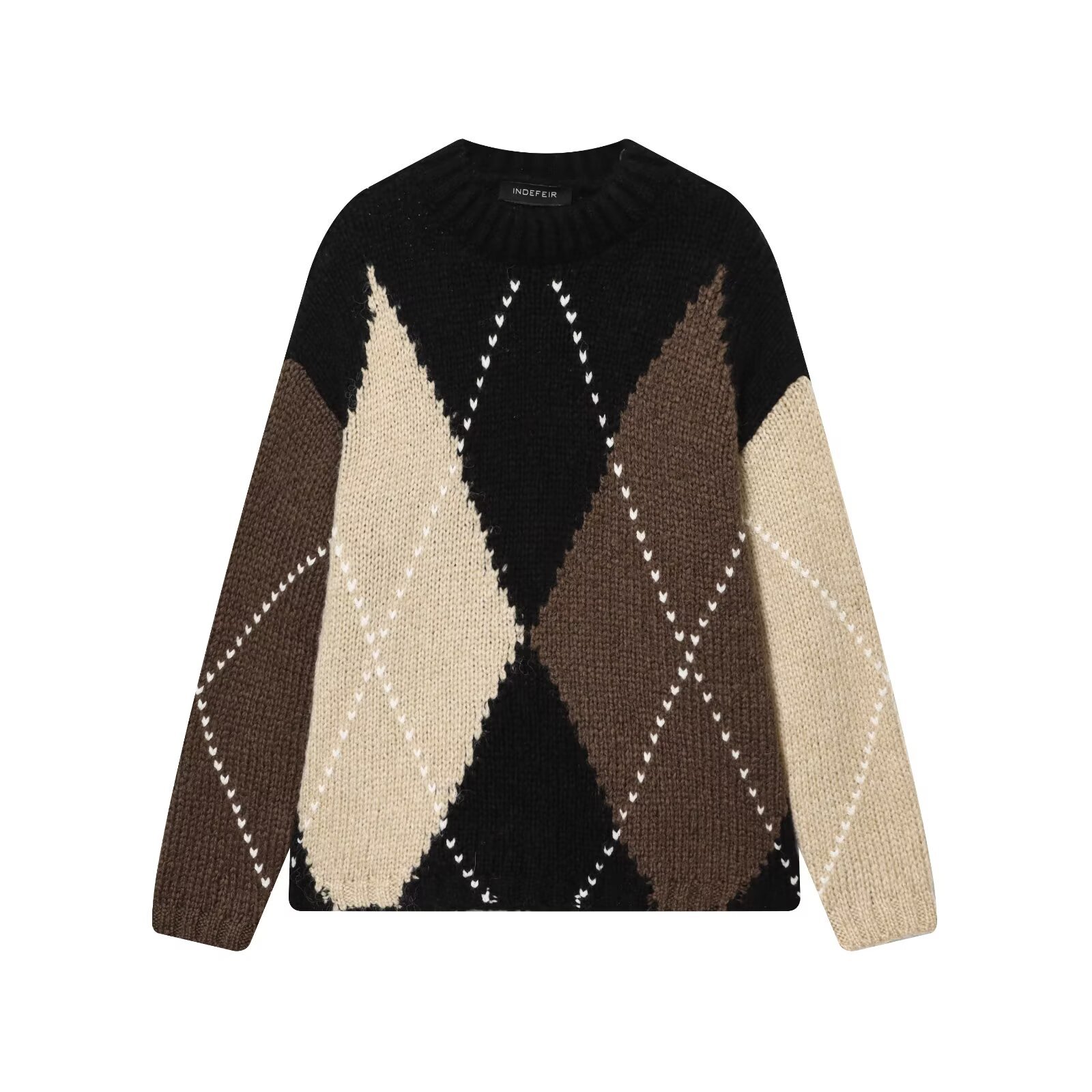 Long Sleeve Geometric Polyester Sweater