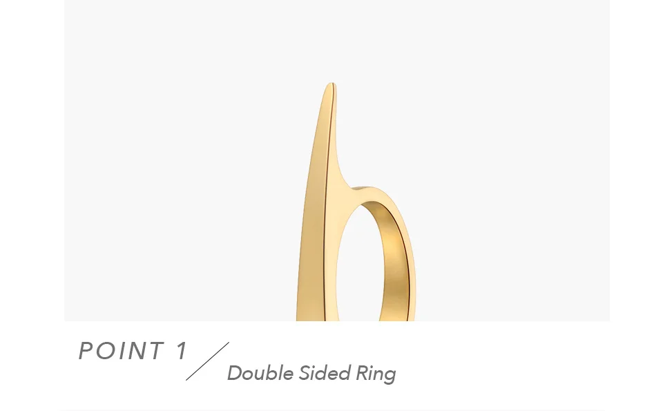 Double Sided Ring For Women Gold Color Stainless Stee Fashion Jewelry Rings Cocktail