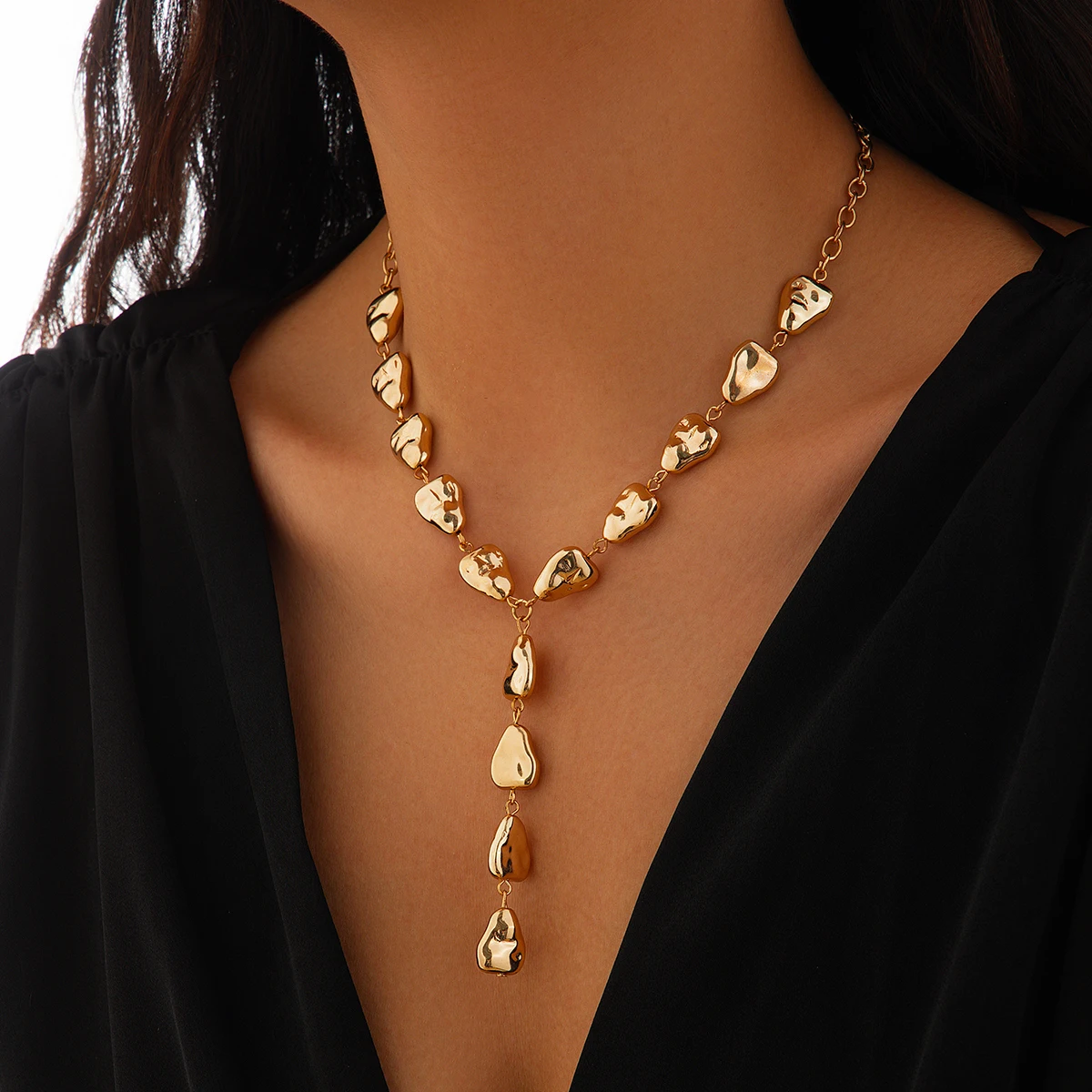Ingemark Sexy Water Drop Plastic Beans Pendant Choker Necklace Fashion Statement Goth Y Shape Long Tassel Chain Neck Jewelry New