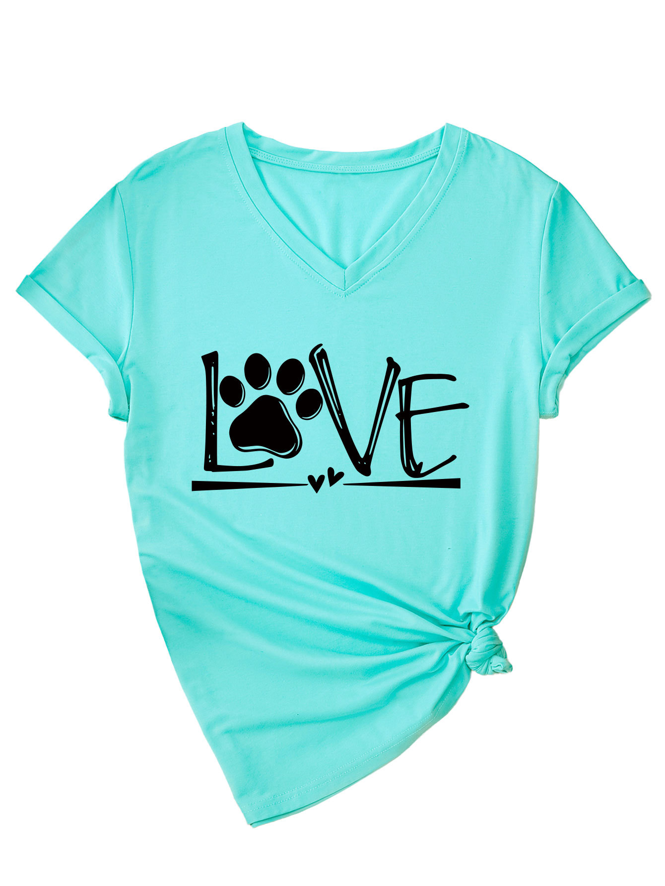 Geometric Print Round Collar Ladies T-Shirt