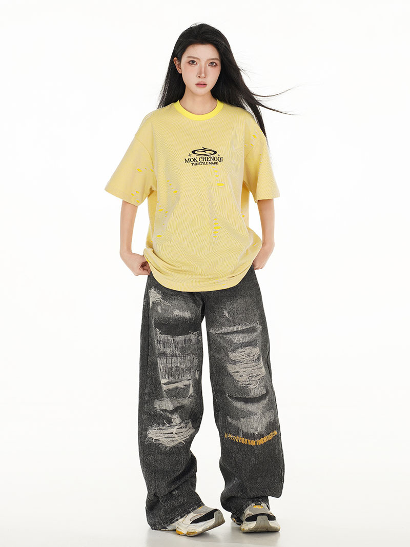High Street Cotton Monogram Oversized Crewneck Tee
