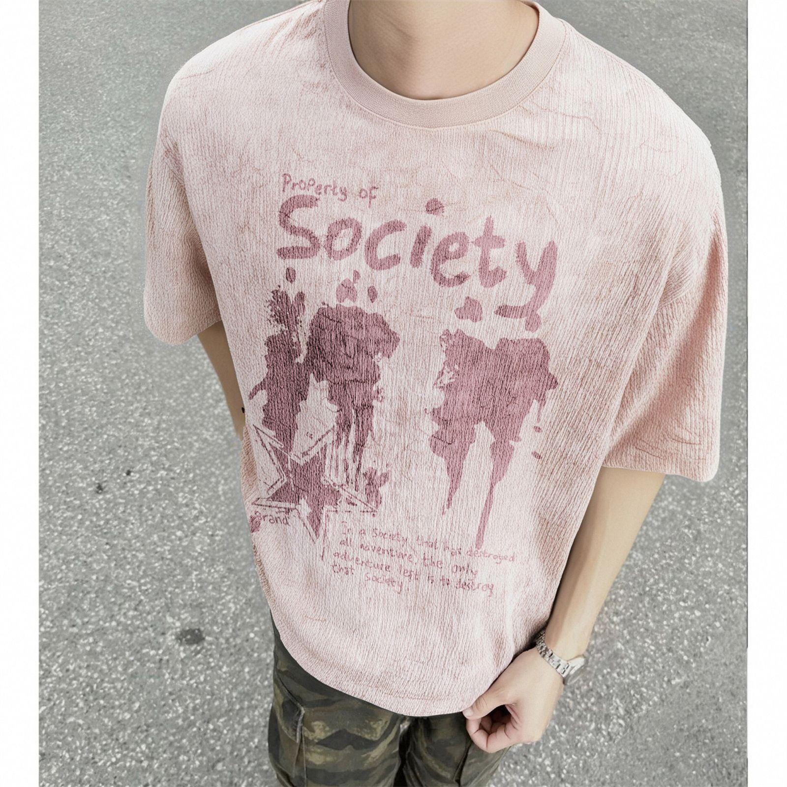 Unisex American Loose Fit Polyester Tee Digital Letters