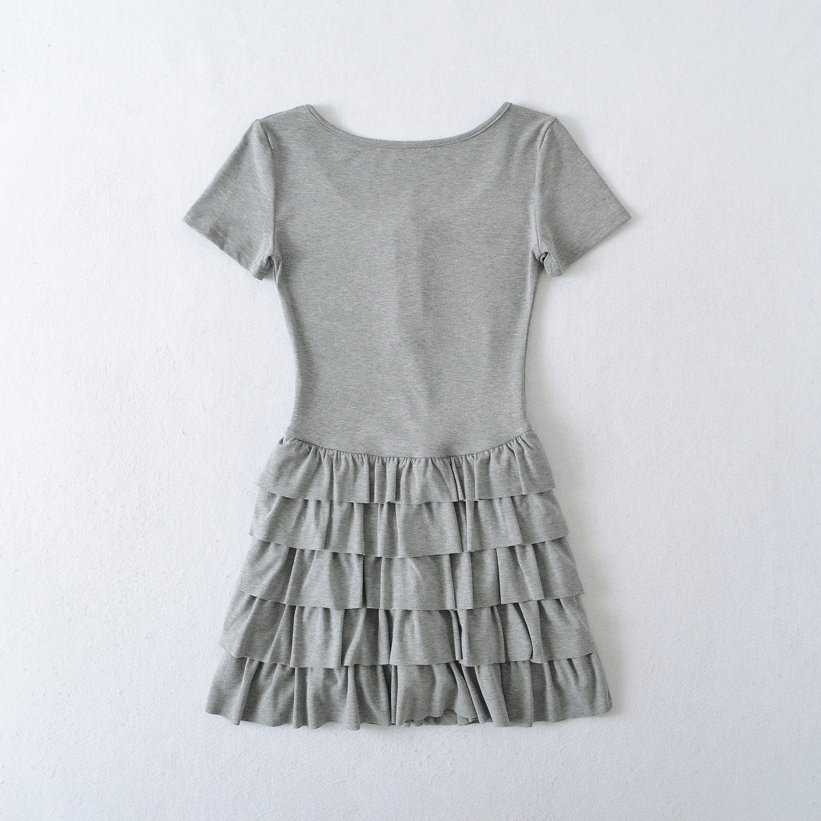 U-neck Single-breasted Short-sleeve Spliced Dress
