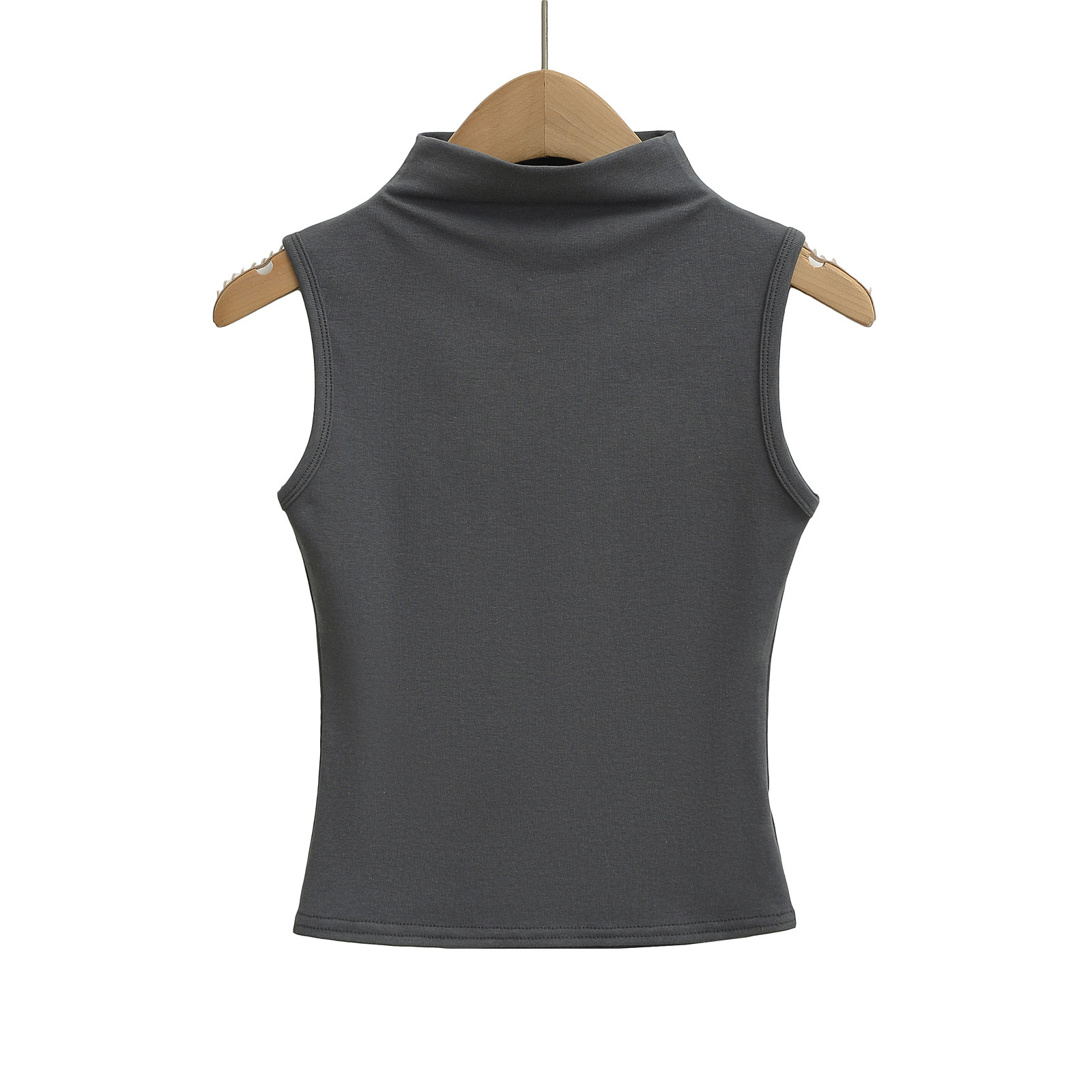 Elastic Fitted Half-high Neck Inner Wear Crop Top