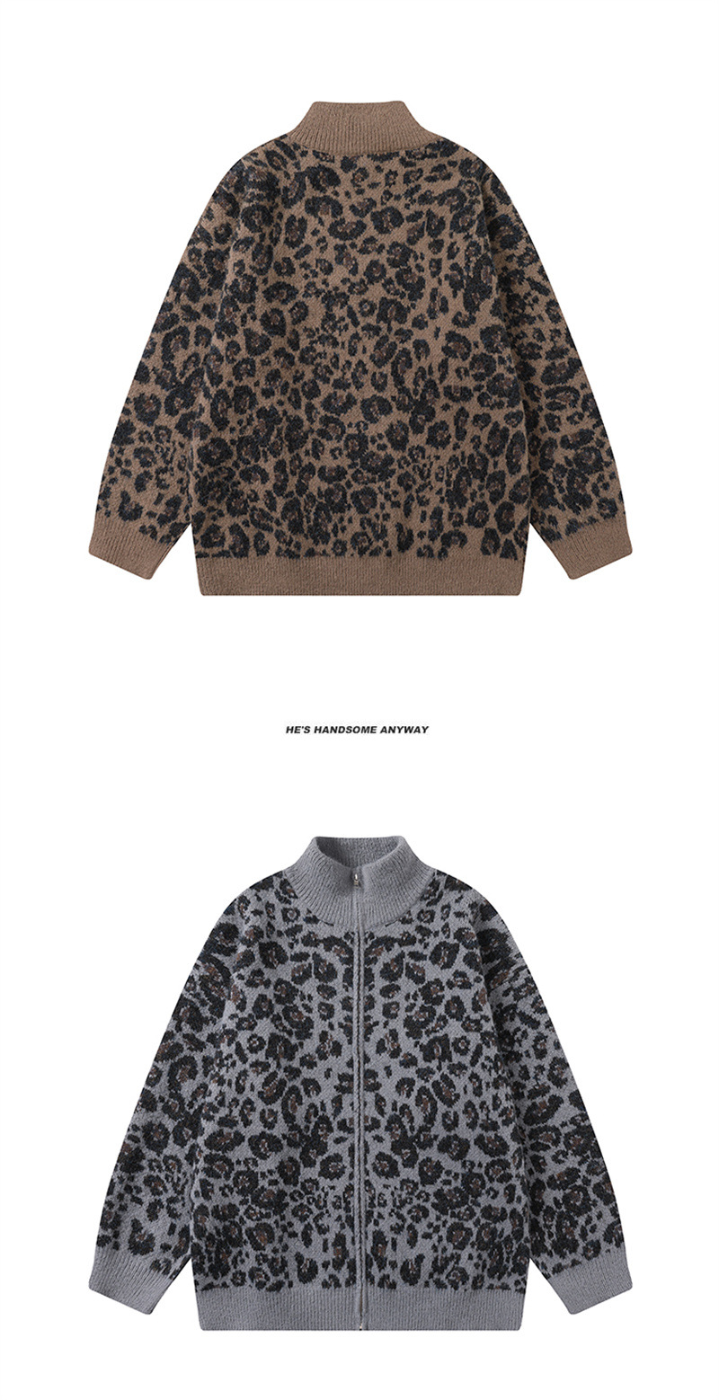 Unisex Japanese Workwear Spotted Jacquard Mandarin Cardigan