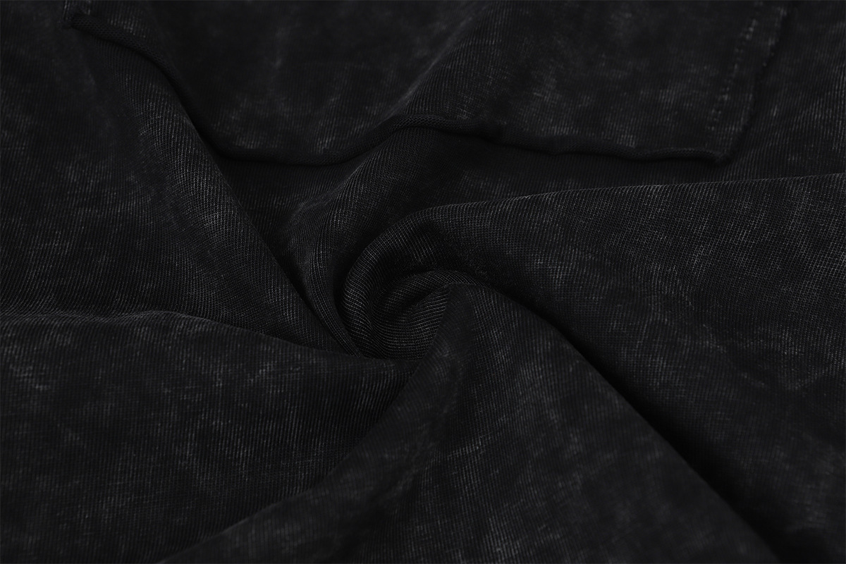 Vintage Frayed Raw-Edge Utility Cotton Crew Hoodie