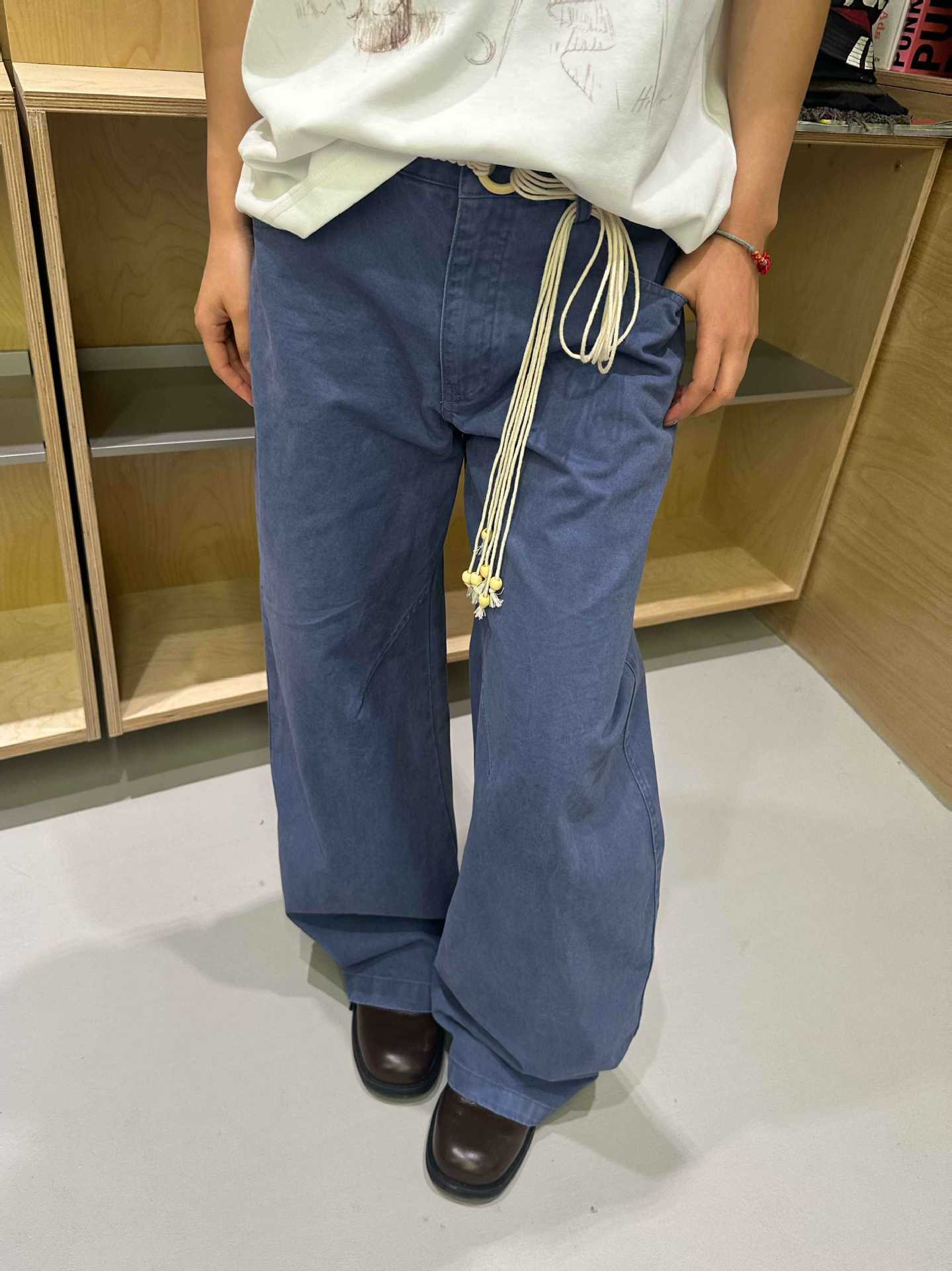 Vintage Washed Blue Baggy Loose Casual Pants