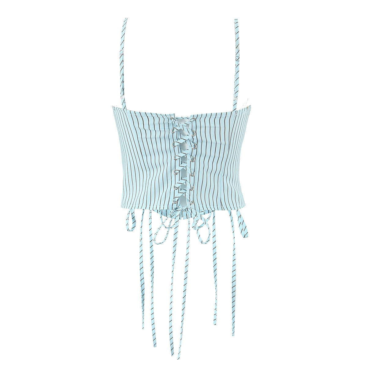 Blue striped chest wrapped small camisole vest