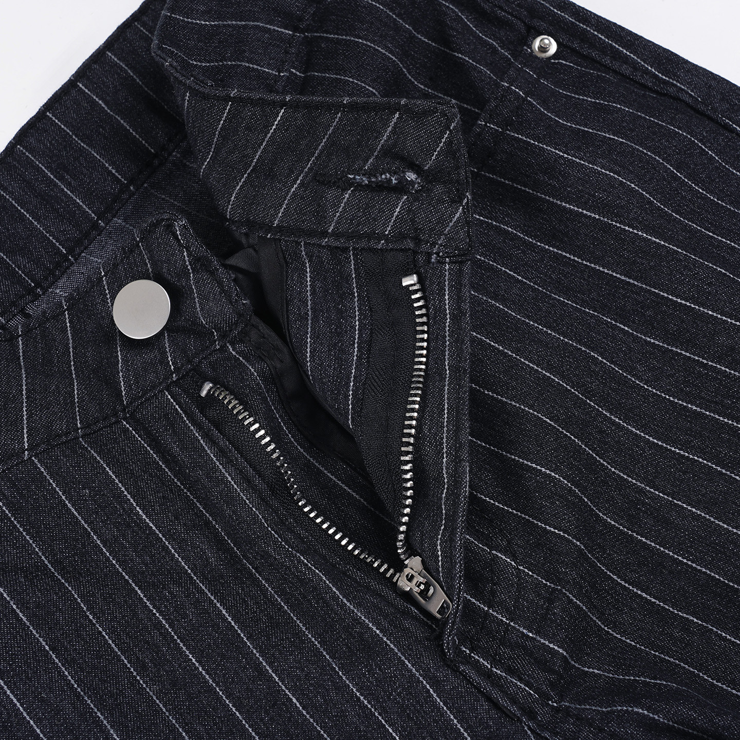 Striped contrasting horn slightly spicy low waist straight leg denim