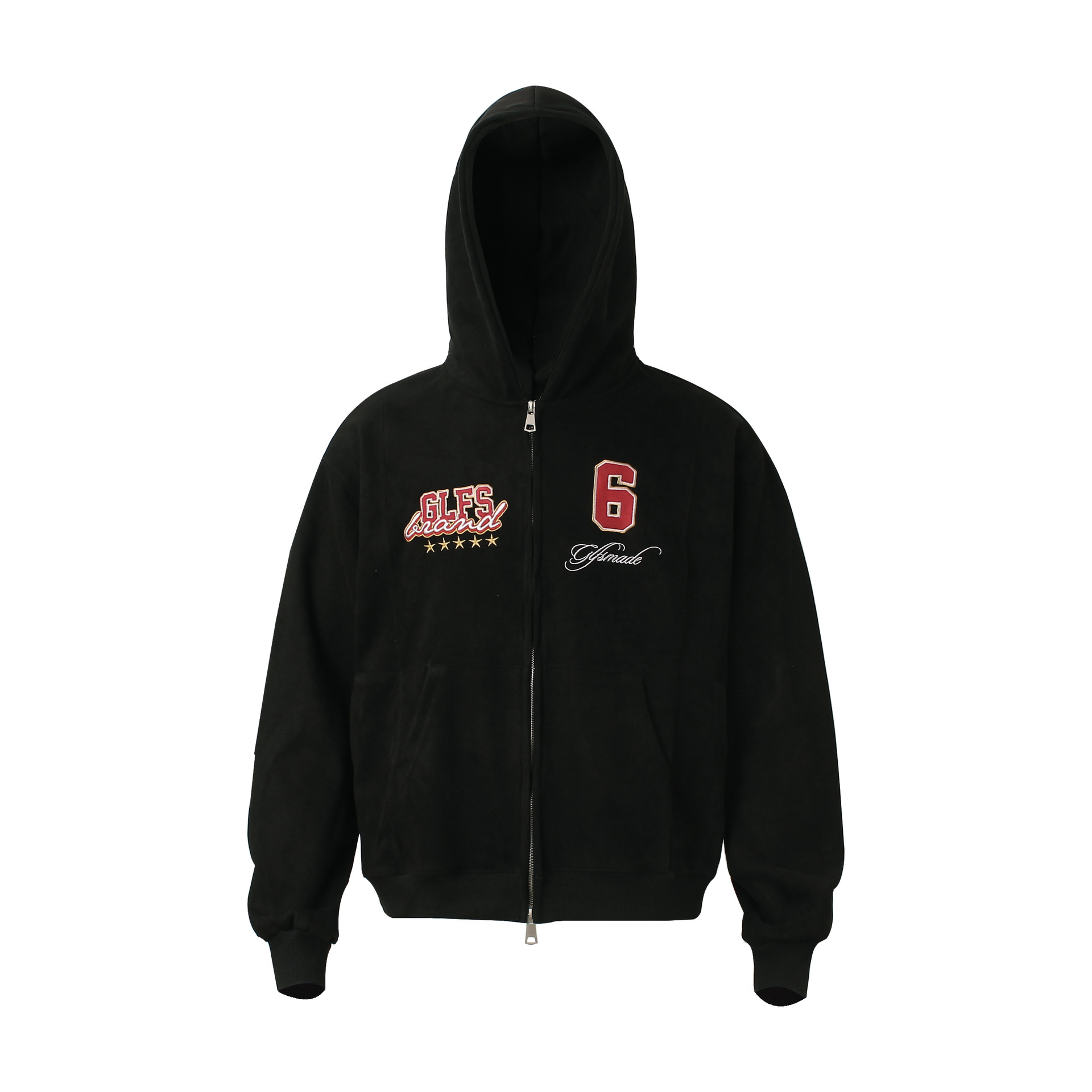 Streetwear Men Oversized Cropped Patterned Hood Zip Sweatshirt