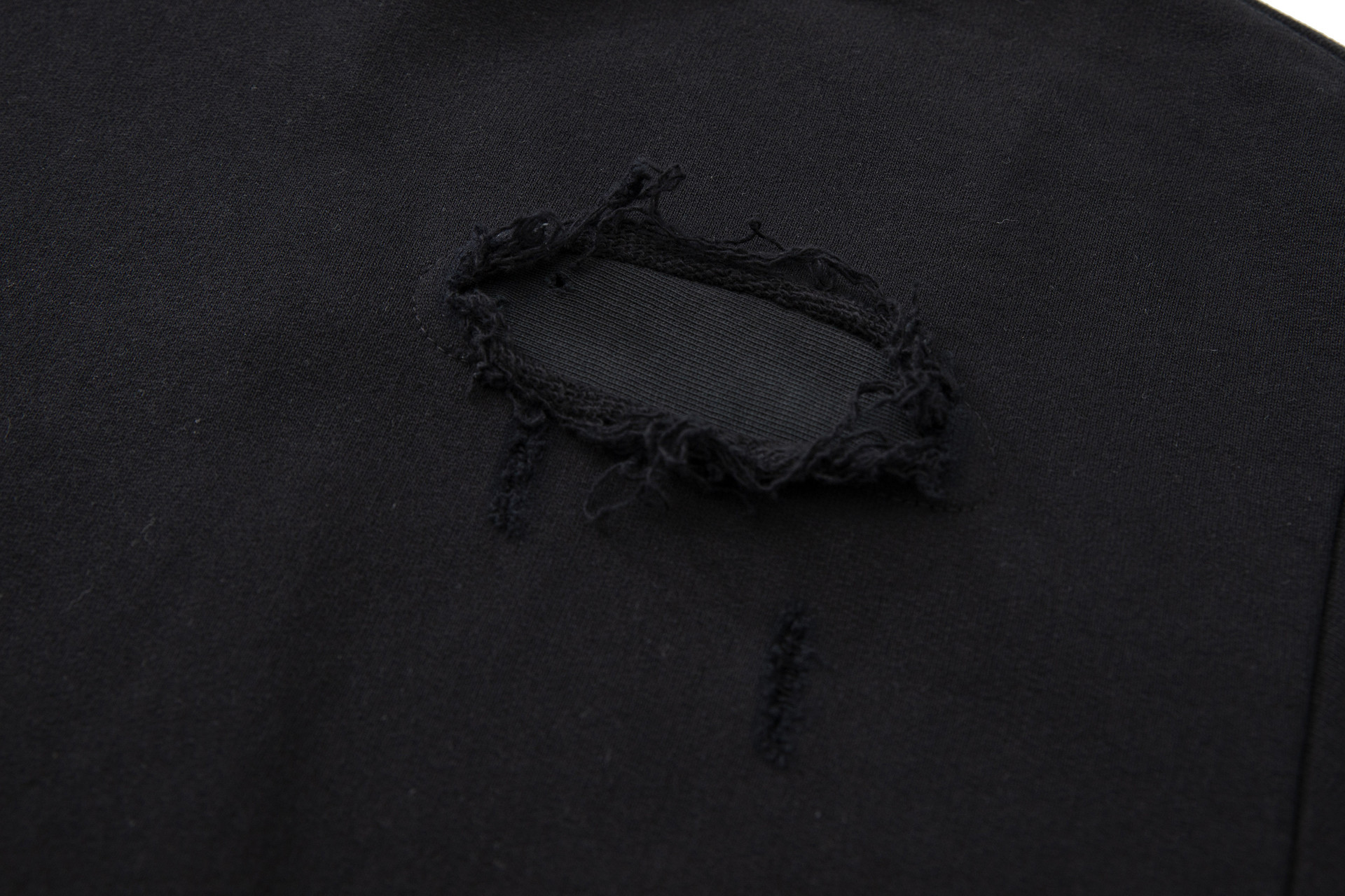Loose Fit Cotton Pieced Frayed Hood Sweatshirt
