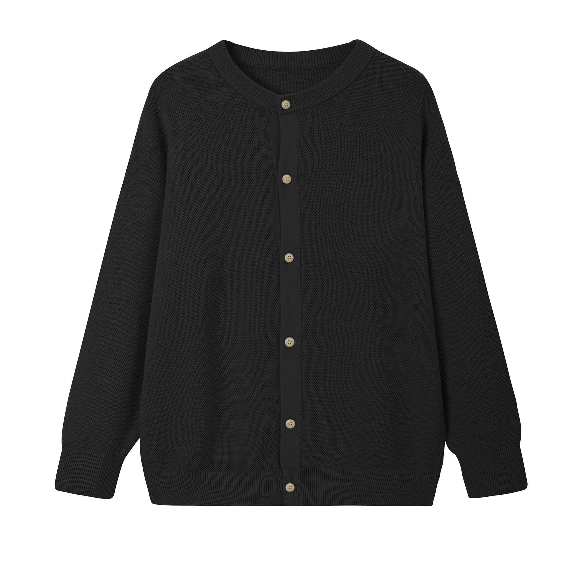 Relaxed Fit Crew Collar Cardi