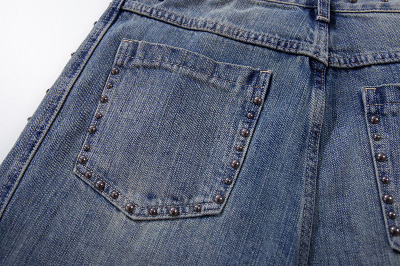 Vintage Deconstructed Patchwork Denim Pants Unisex Street Washed Loose Wide-Leg Tapered Casual Trousers