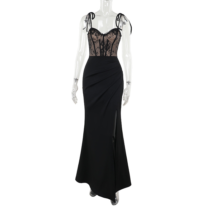 Colorblock V-Neck Sleeveless Split Dress