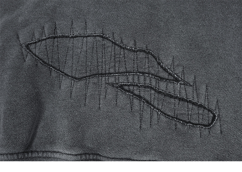 Distressed Loose Fit Cotton Crest Crewneck Hoodie