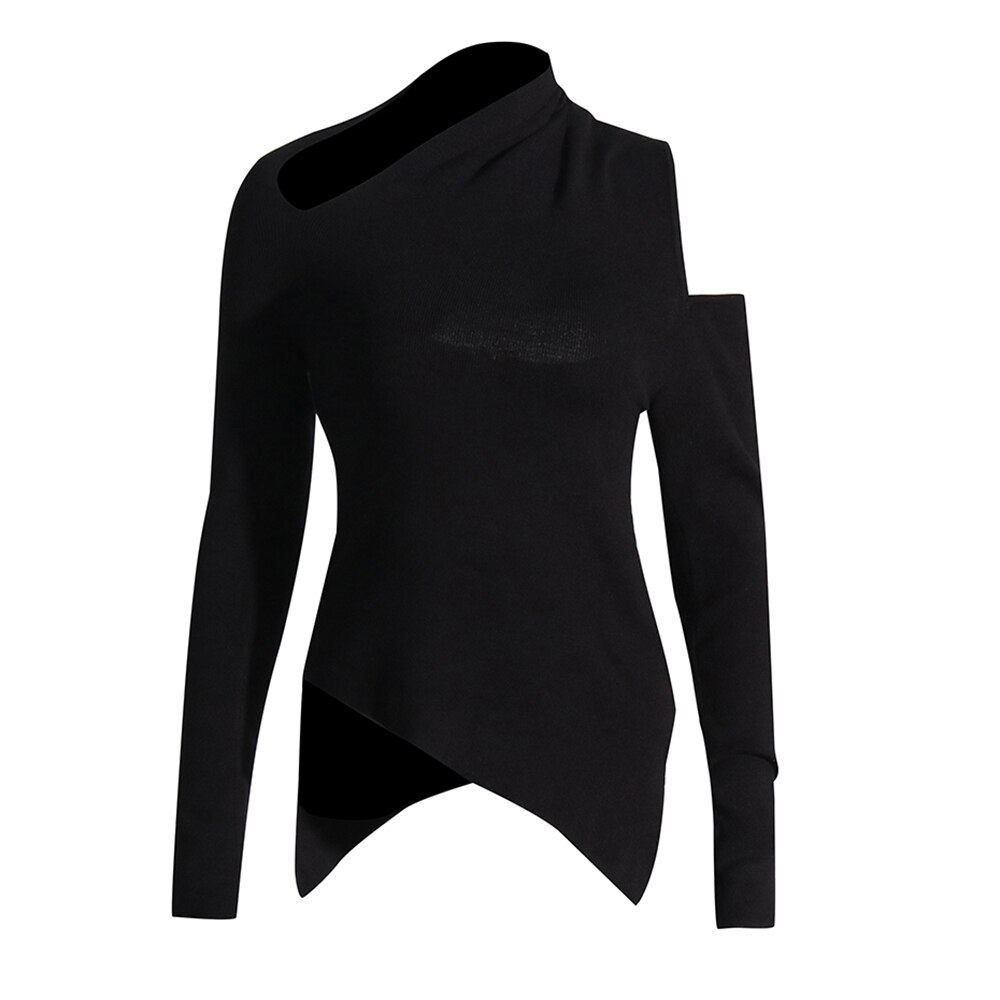 Polyester Ladies Pullover Sweater Stand Neck Cutout
