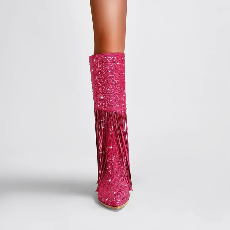 Ladies Rubber Tall Chunky V-Toe Boots
