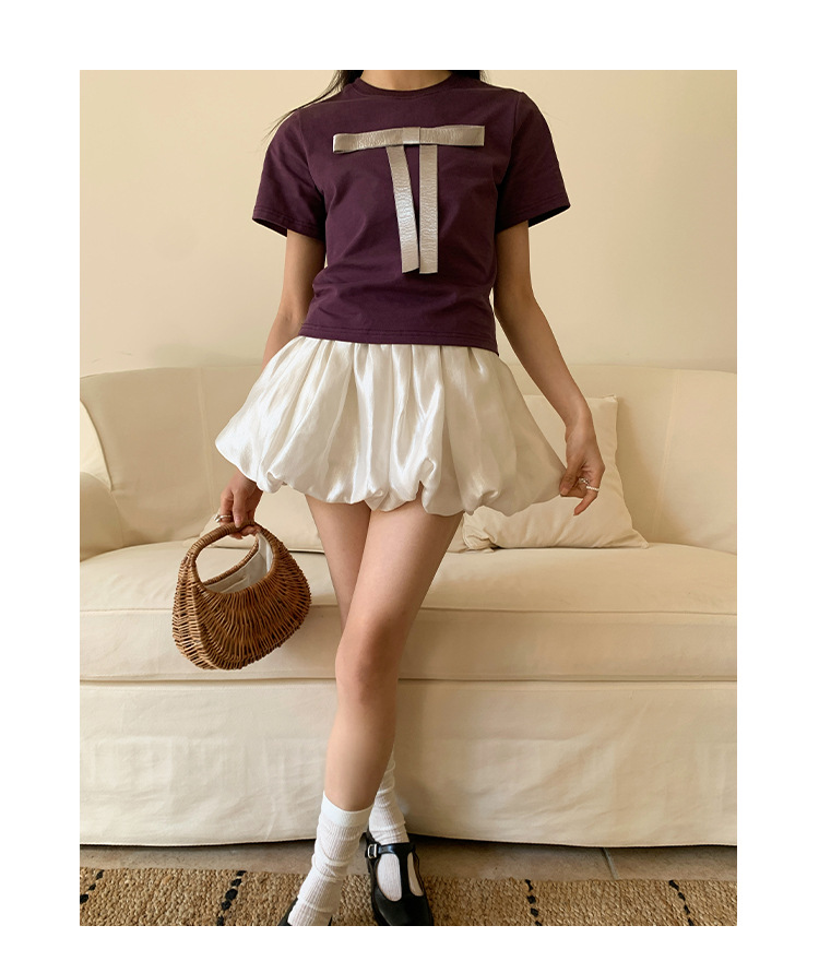 Ladies' Body-Hugging Round Neck Tie Front T-shirt