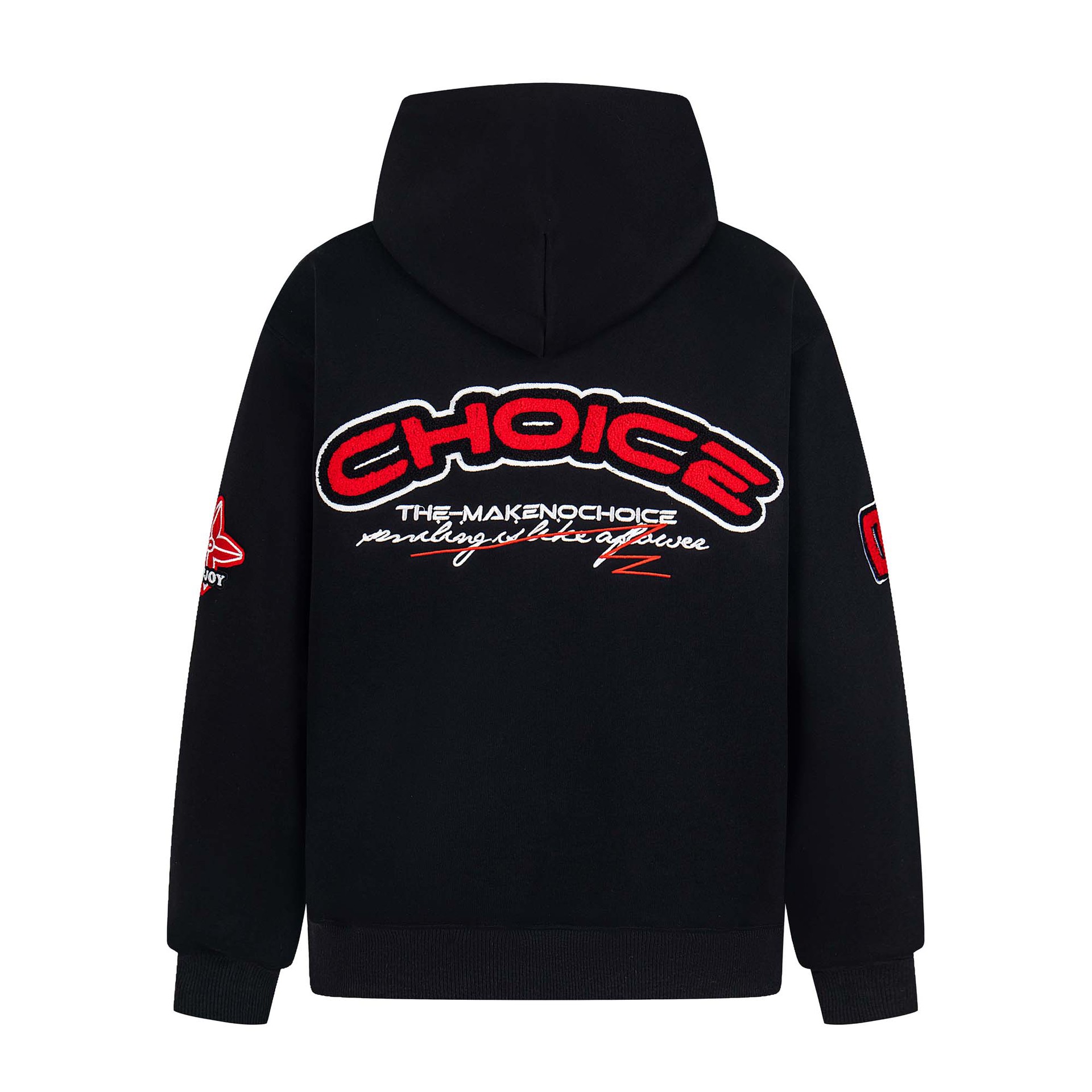 Text Embroidered Long Sleeve Oversized Cotton Hoody