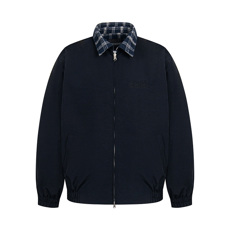Retro Stitched Gingham Cotton Reversible Full-Sleeve Jacket