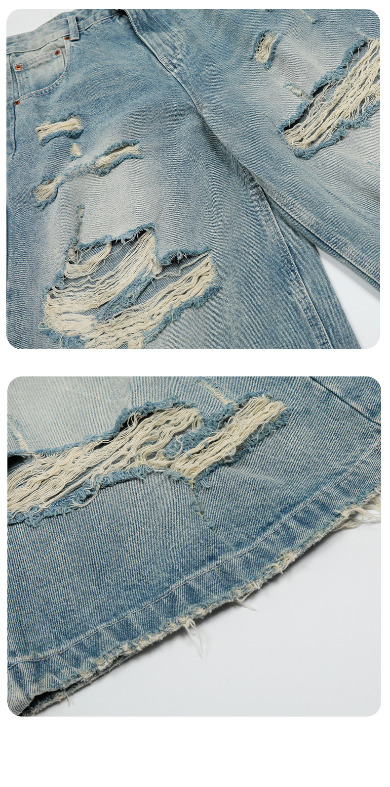 Design Seven-Quarter Denim Pants Washed Loose Straight Trendy Shorts