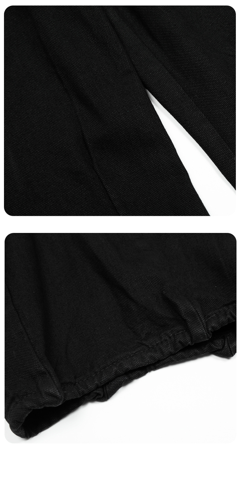 Vintage Black Denim Pants for Men and Women Straight Clean Fit Loose Wide Leg Floor-Length Casual Trousers