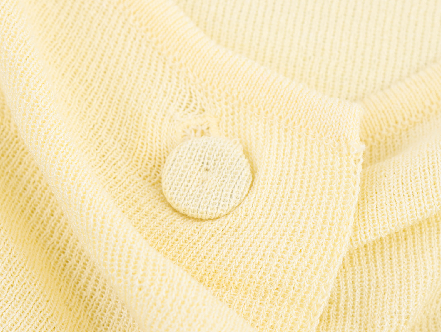 Notch Front Elbow-Length Lemon Polyester Ruched Sweater