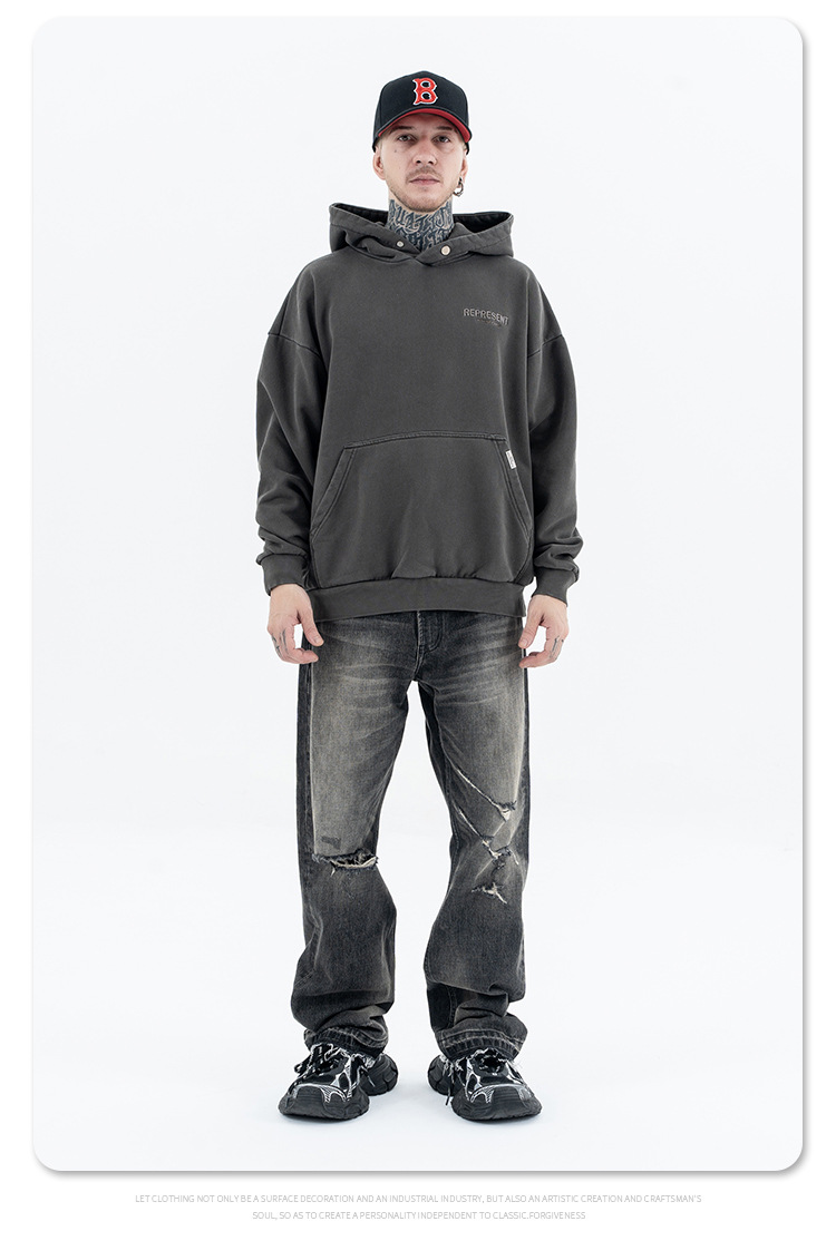 Urban Oversized Cotton Vintage Emblem Hoodie