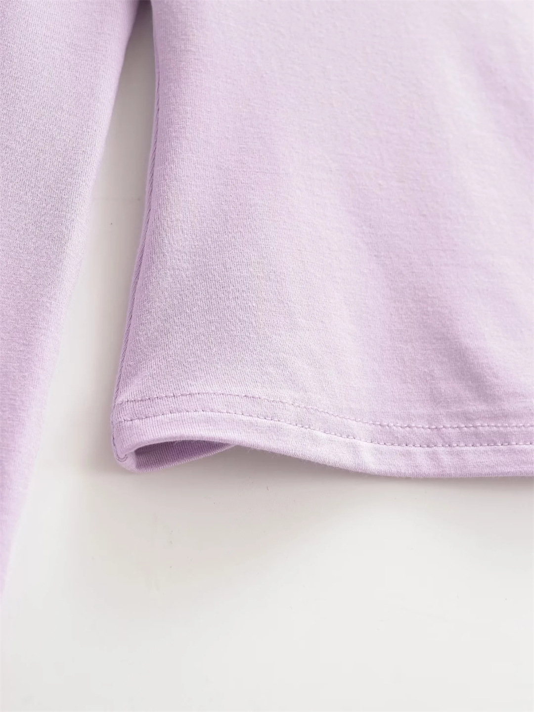 Ladies Plain Fitted Wrist-Length Angled Neck Tee