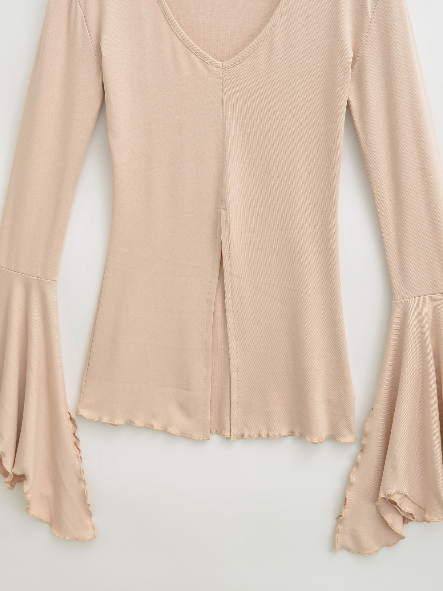 Trumpet Plunge Side Slit T-Shirt