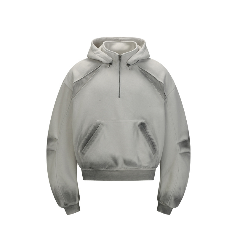 Urban Vintage Graffiti Mosaic Partial Zipper Hoodie