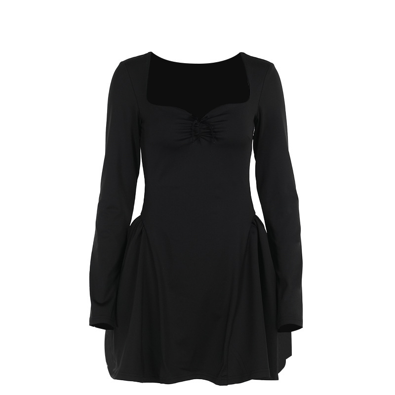 Tailored Square Neck Full Sleeve Polyester Dress