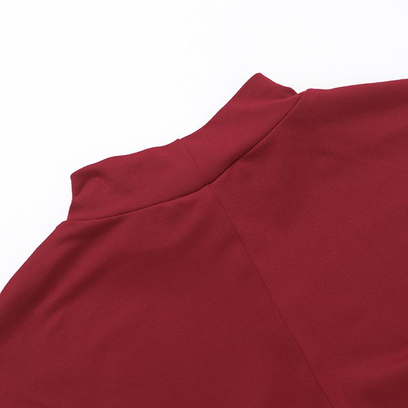 Mock Collar Solid Split Hem Bodycon Dress
